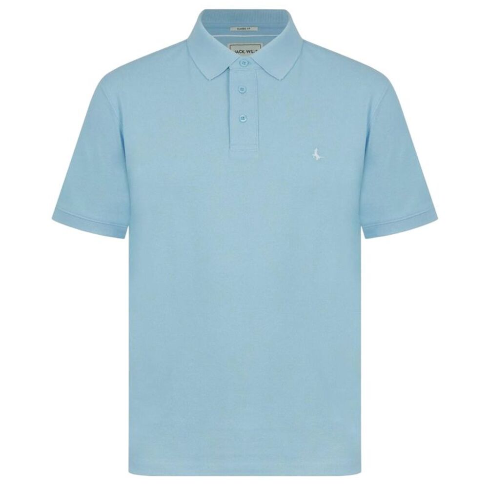 Jack Wills Mens Classic Embroidered Logo Polo Shirt / Fresh Blue/Sky